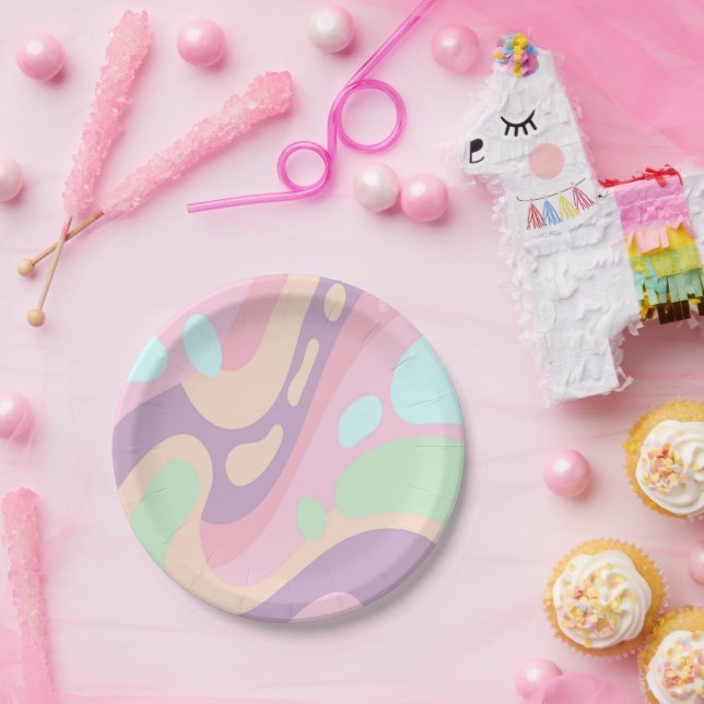 Paper Plates Happy Colorful Pastel  (Party)