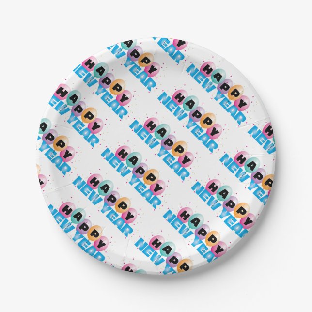 Paper Plates/Happy New Year Balloons Plates (Front)