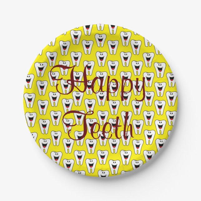 Paper Plates, Happy Teeth Yellow Plates (Front)