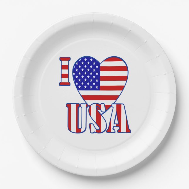 Paper Plates/I Heart USA Plates (Front)