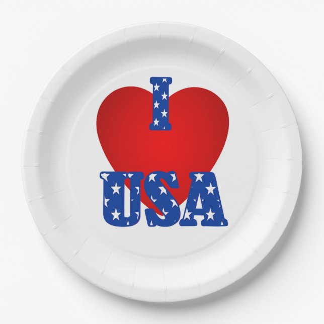 Paper Plates/I Heart USA Plates (Front)