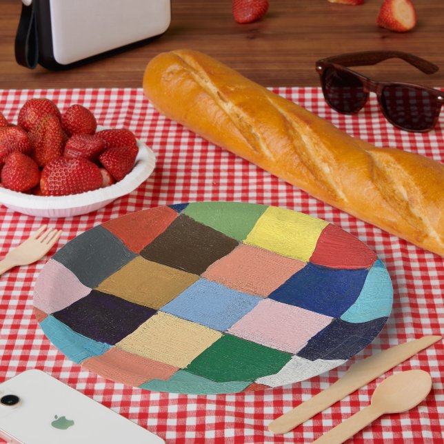Paper Plates in Funky Squares Design (Picnic)