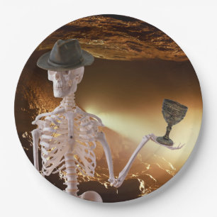 Paper Plates, "Indy" Bones Halloween Skeleton Plates
