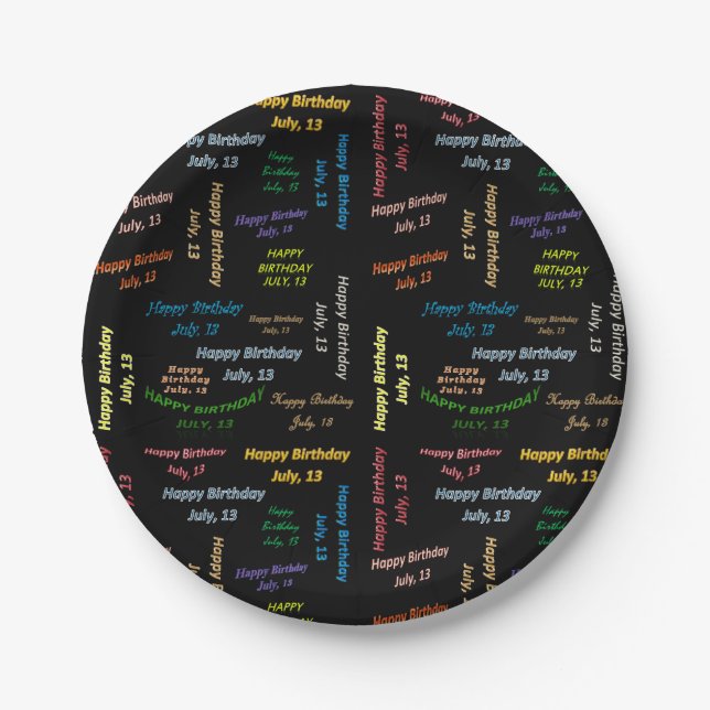 Paper Plates July, 13 Birthday (Front)