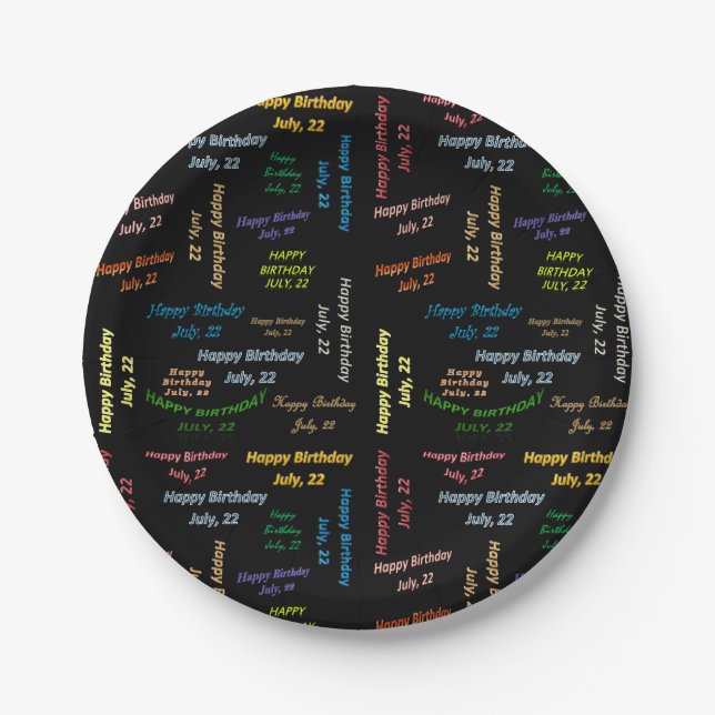Paper Plates July, 22 Birthday (Front)