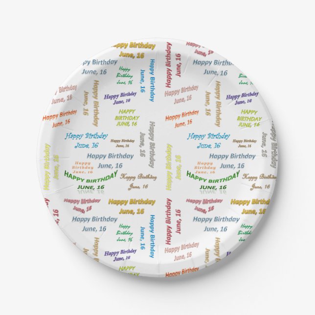 Paper Plates June, 16 Birthday (Front)
