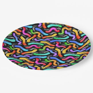 Paper plates-Kids Party-Gummy Worms candy Plates