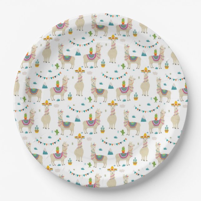 Paper Plates - Llama Garden Party (Front)