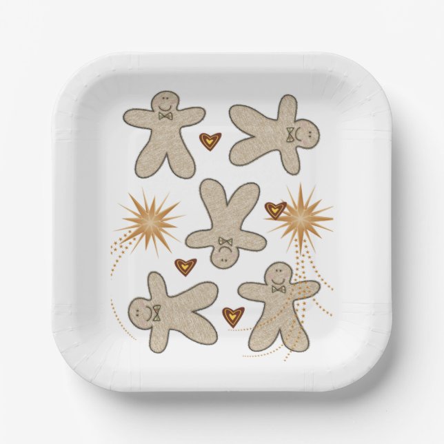 Paper Plates, Merry Christmas Gingerbread Cookies Plates (Front)