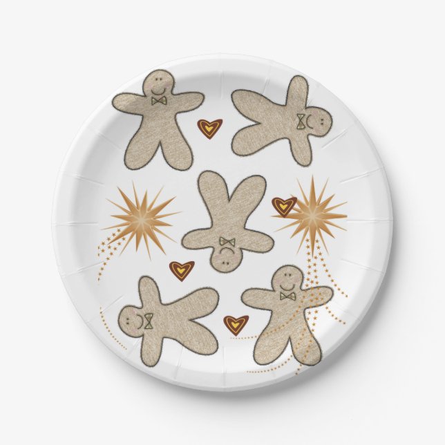 Paper Plates, Merry Christmas Gingerbread Man Paper Plates (Front)