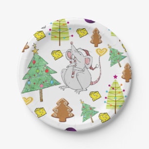 Paper Plates, Merry Christmas Mouse Cheese Paper Plates