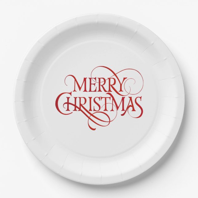 Paper Plates - Merry Christmas Red (Front)