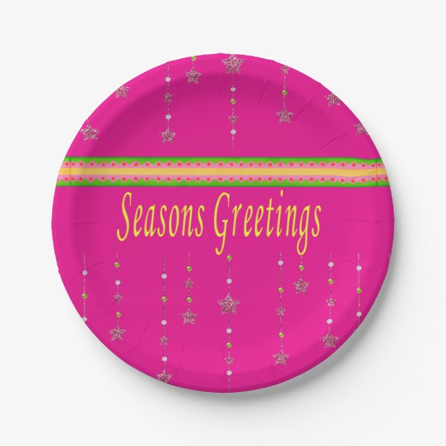 Paper Plates, Merry Christmas Seasons Greetings Plates (Front)