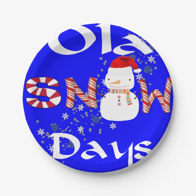 Paper Plates, Merry Christmas Snowman Snow days  Paper Plates (Front)