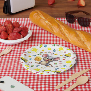 Paper Plates, Mouse Yellow Cheese Cat Stars Trucks Plates