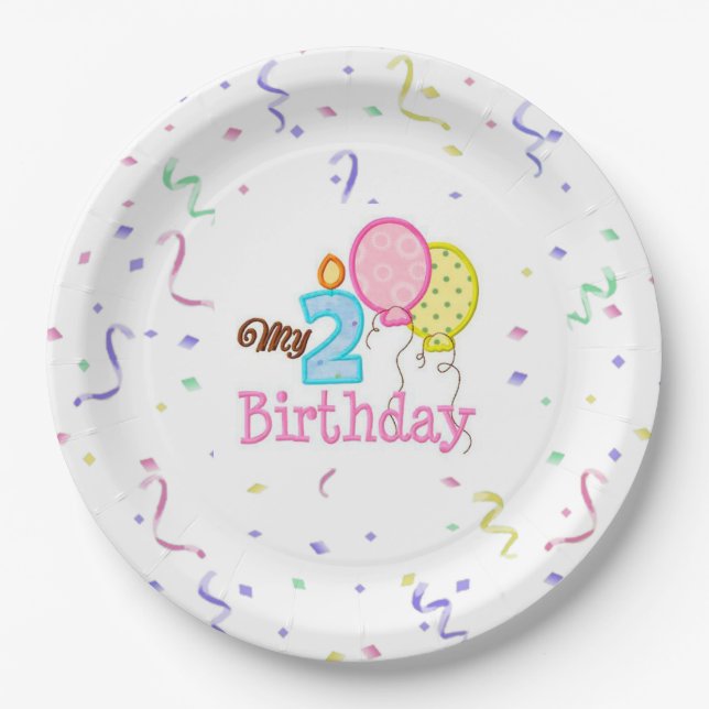 Paper Plates/My Second Birthday with Confetti Paper Plates (Front)