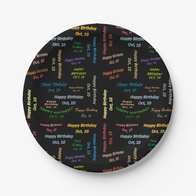 Paper Plates October, 10 Birthday (Front)