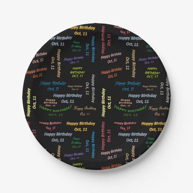 Paper Plates October, 11 Birthday (Front)