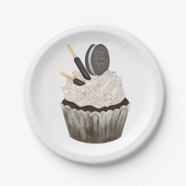 Paper Plates, Oreo Birthday Cupcake  Paper Plates (Front)