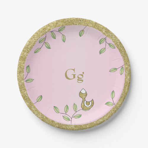 Paper Plates Pink Gold Birds