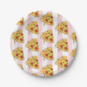 Paper Plates, Pink & White Stripe Pizza Cheese Paper Plates