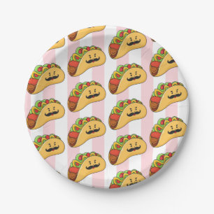 Paper Plates, Pink & White Stripe Tacos Plates