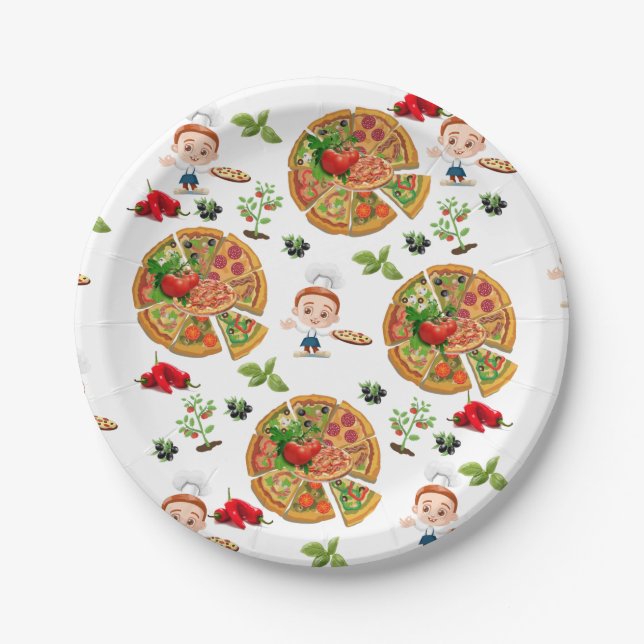 Paper Plates, Pizza Party Paper Plates (Front)