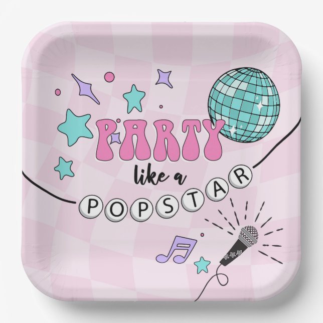 Paper Plates - PopStar Birthday (Front)
