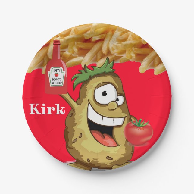 Paper Plates, Potato French Fries Ketchup Paper Plates (Front)