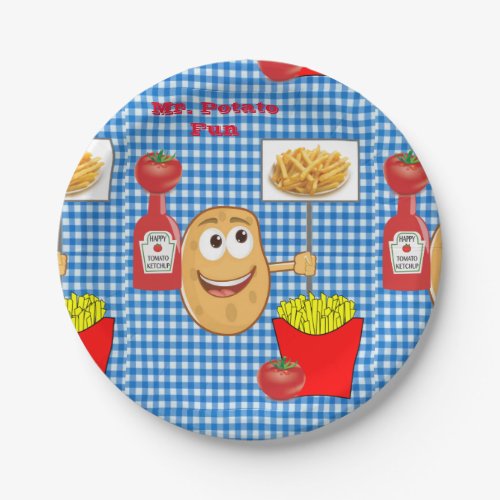 Paper Plates Potato Ketchup Plaid French Fries Paper Plates
