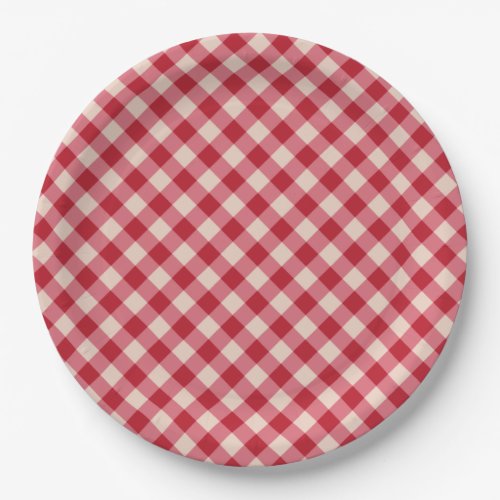 Paper Plates _ Red Gingham Pattern