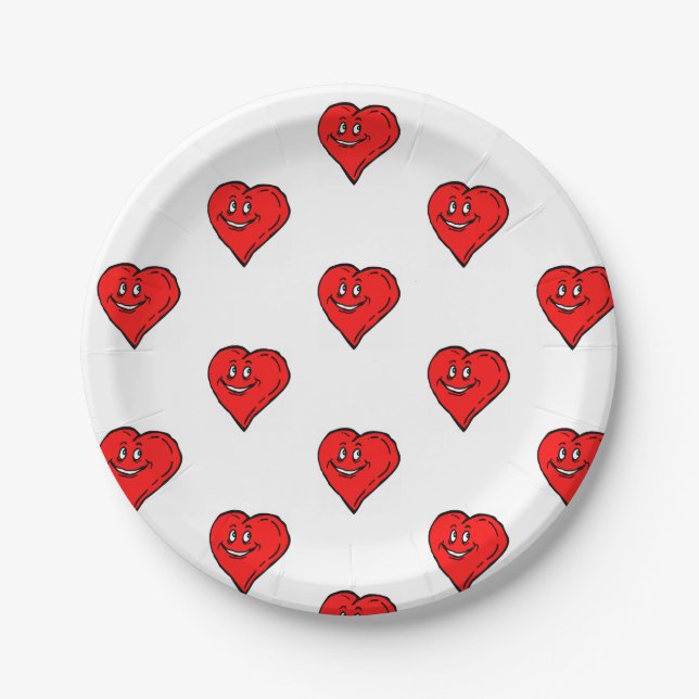 Paper Plates Red Hearts Love  (Front)