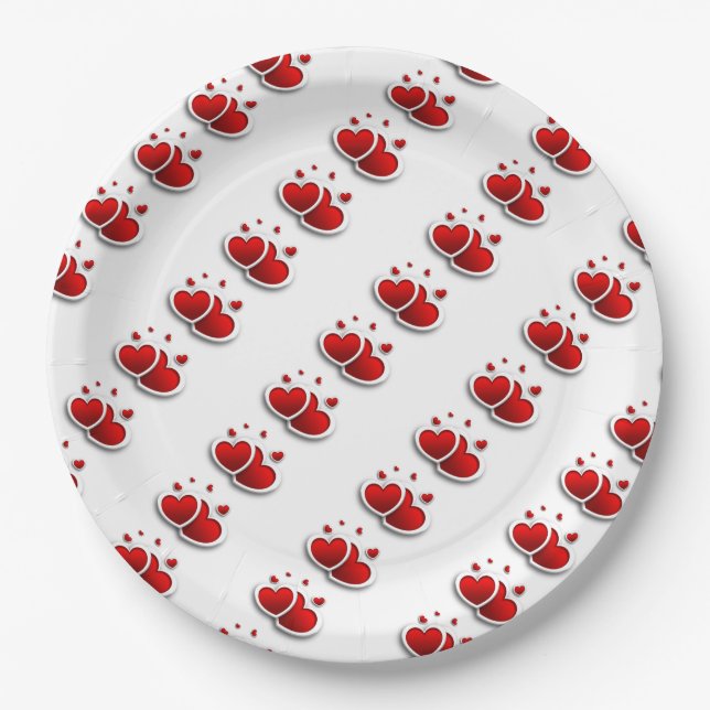 Paper Plates/Red Hearts Plates (Front)