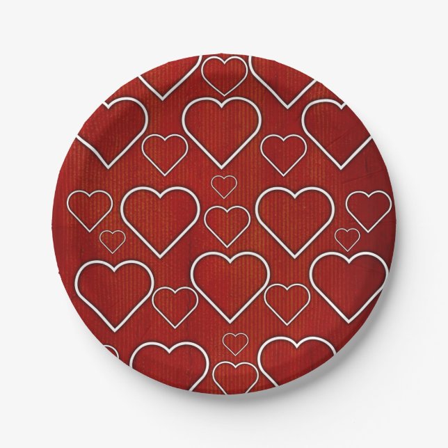 Paper Plates, Red & White Hearts Paper Plates (Front)