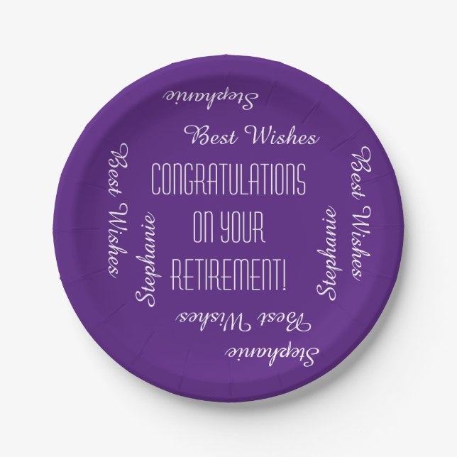 Paper Plates, Retirement Party Repeating Names Plates (Front)