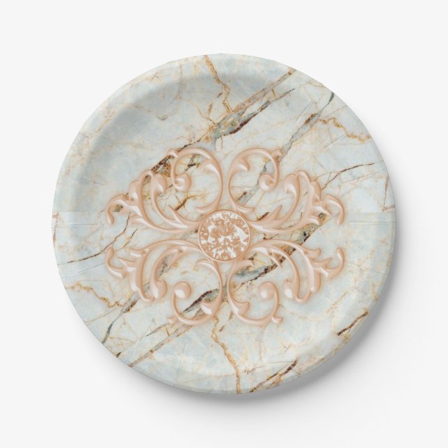 Paper Plates, Rose Marble Plates (Front)