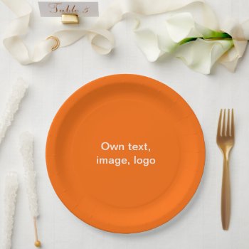 Paper Plates Round Uni Orange by Oranjeshop at Zazzle