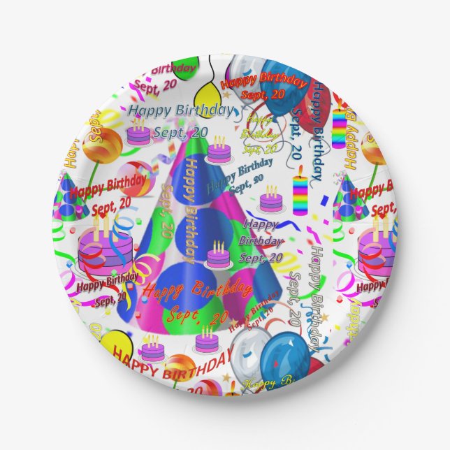 Paper Plates September, 20 Birthday Sept, (Front)