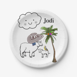 Paper Plates, Sheep Clouds Palm Tree Paper Plates