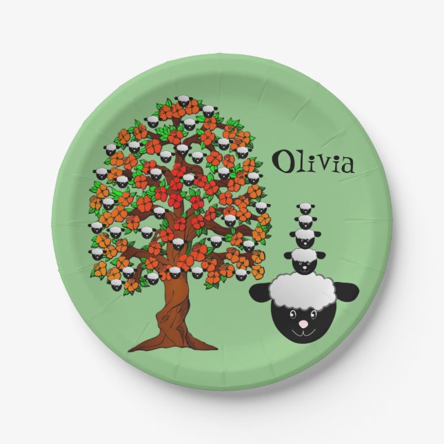 Paper Plates, Sheep Tree Green Plates (Front)