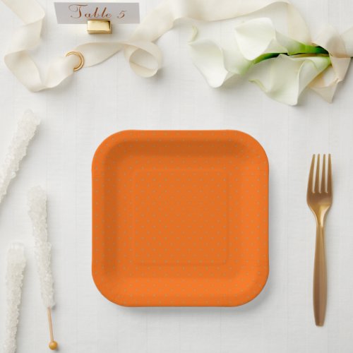 Paper Plates Square Orange with Golden Dots