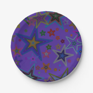 Paper Plates, Stars, Purple Party Paper Plates