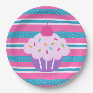 Paper Plates/Stripes with Cupcake Plates