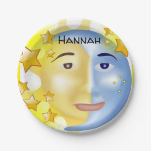 Paper Plates, Sun Moon Yellow Stars Paper Plates
