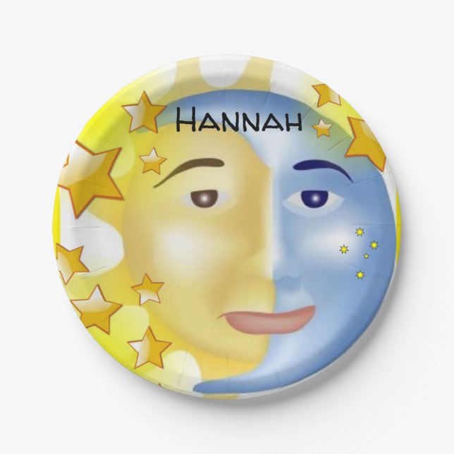 Paper Plates, Sun Moon Yellow Stars Paper Plates (Front)