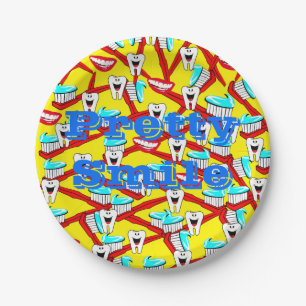 Paper Plates, Teeth Smile Toothpaste Plates