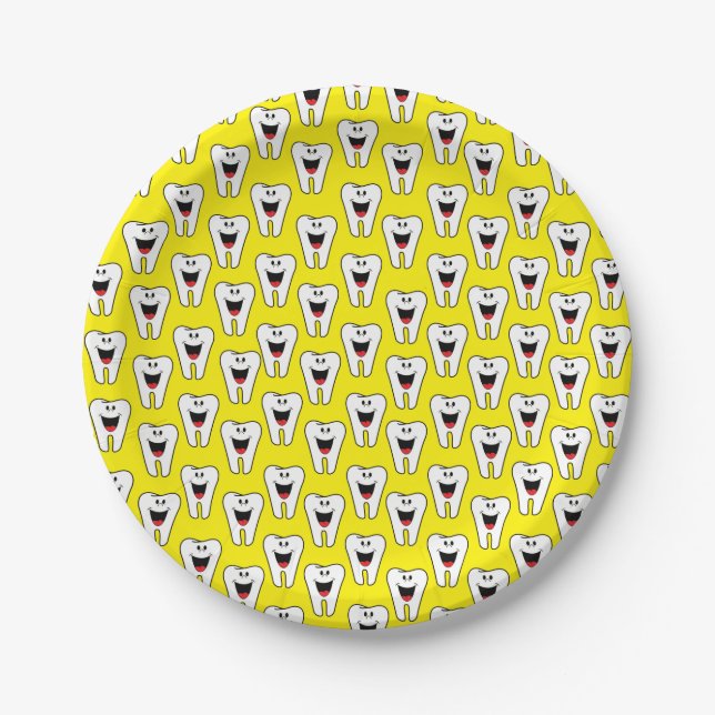 Paper Plates, Teeth Yellow Smile Dentists Paper Plates (Front)