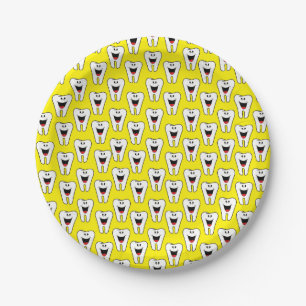 Paper Plates, Teeth Yellow Smile Dentists Plates