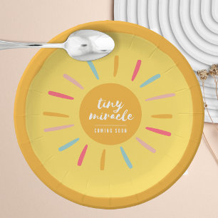 Paper Plates - Tiny miracle Yellow Sun Baby Shower
