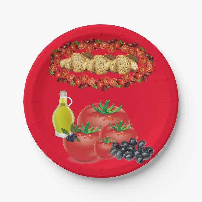 Paper Plates, Tomato Ketchup Bread Olives Paper Plates (Front)